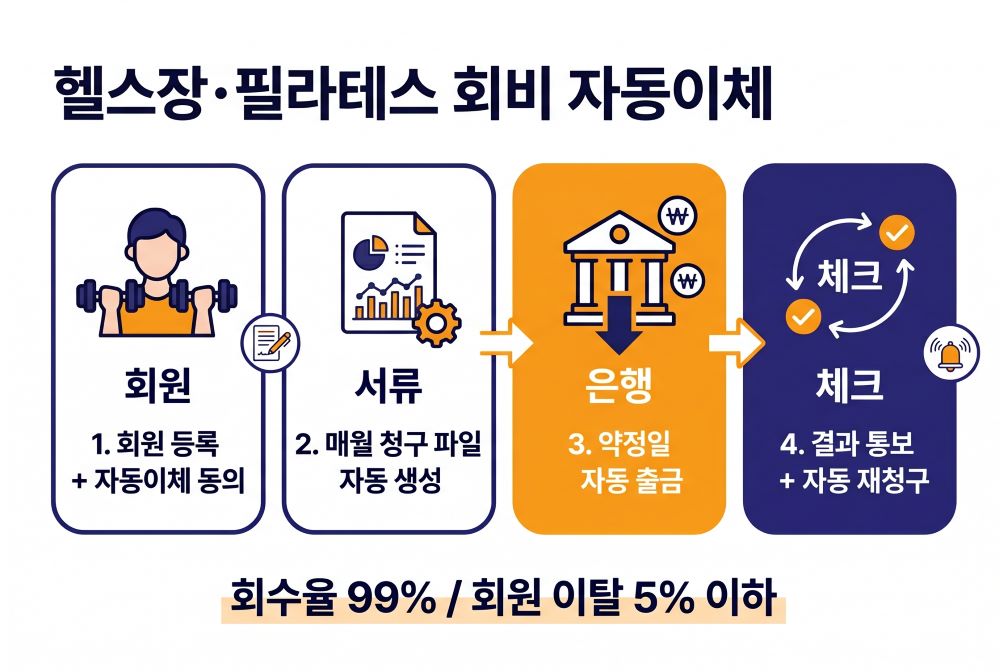 헬스장 회비 자동이체 청구·수납 흐름도