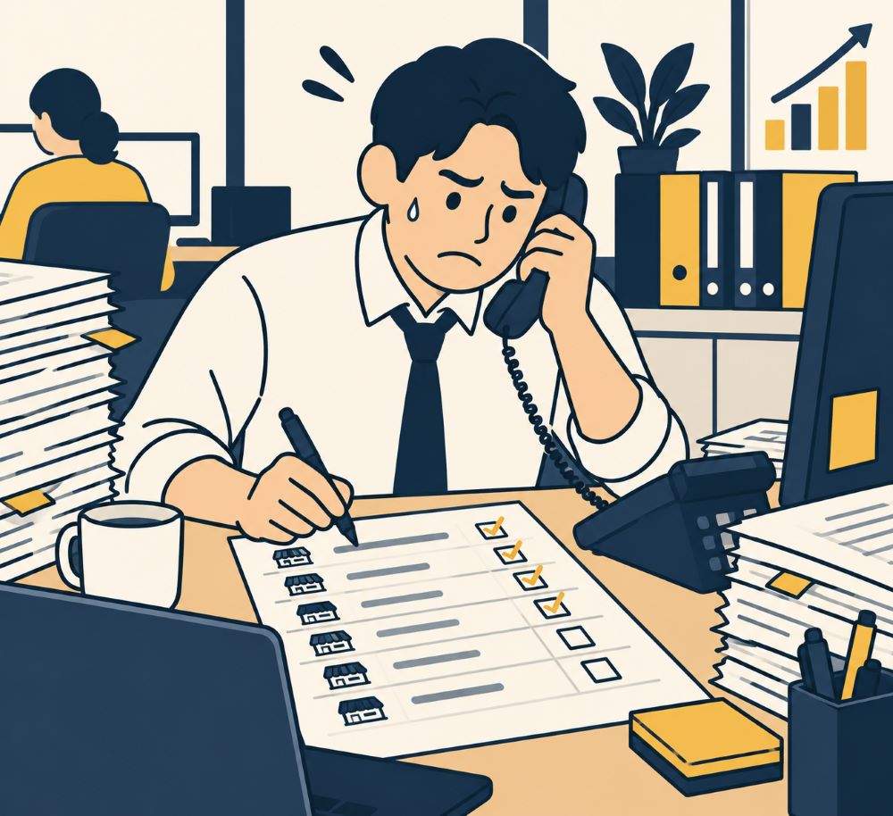 프랜차이즈 가맹점 자동이체 도입 전 전화로 로열티를 독촉하는 본사 정산팀